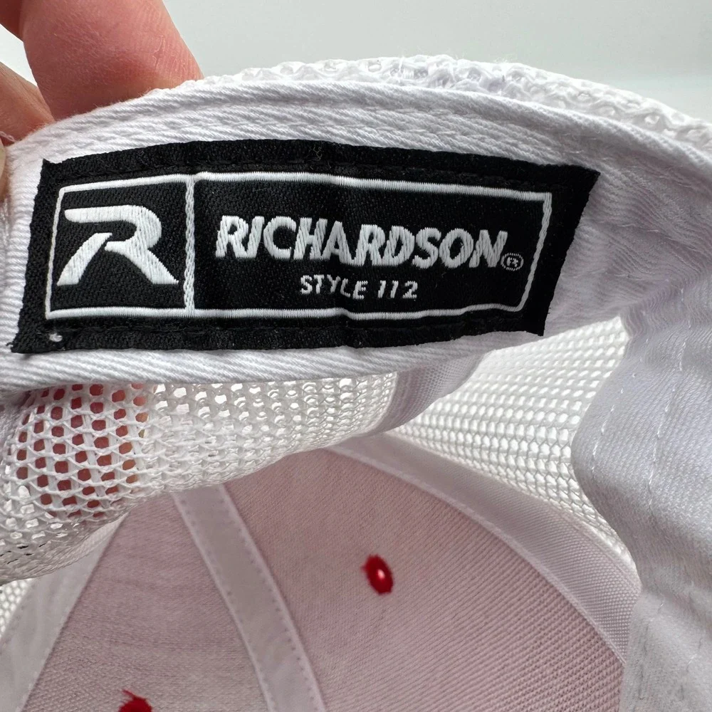 Richardson 112 Trucker Hat OSFM Red White Black Excellent Premier Truck Group